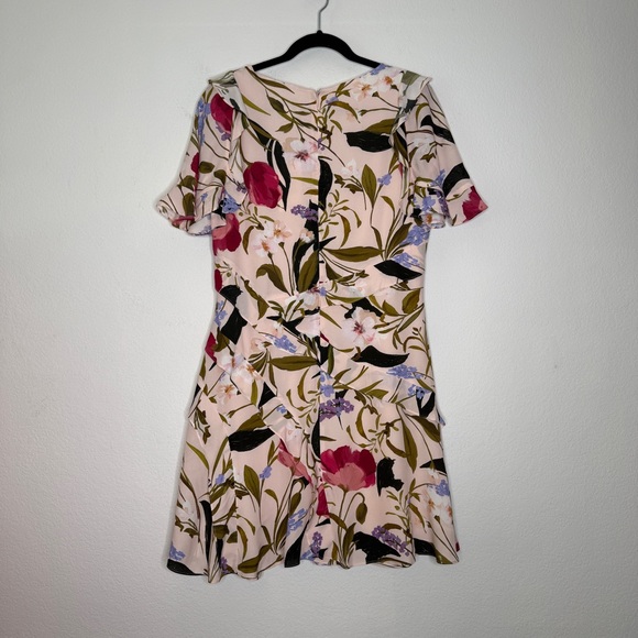 Ted Baker Issiia Pink Green Floral Frill Fit And Flare Mini Dress Size 10 NWT - Picture 4 of 9